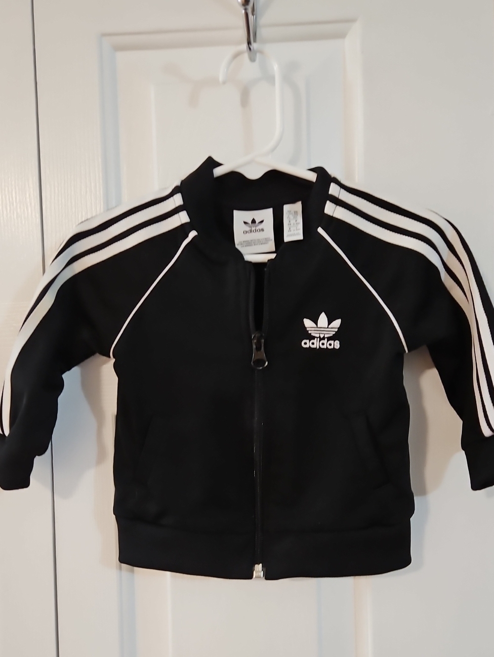 adidas Black and White Kids Zip-Up Track Jacket